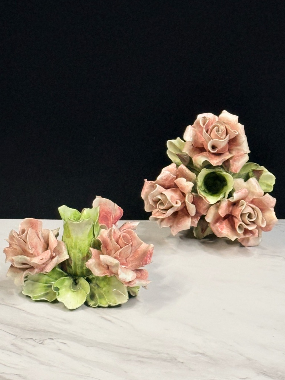 NOVE Capodimonte Floral Candle Holders
